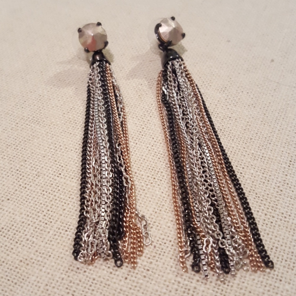 Stella and dot fringe tassel mixed metal